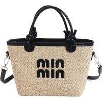 Unisex Brown Versatile Straw Woven Mui Mui-Inspired Adjustable Shoulder Bag!