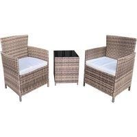 3 PCS Rattan Garden Bistro Set Patio Table and Chairs Set with Cushions