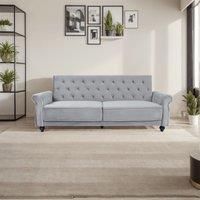 3 Seater Sofa Bed, 225CM Velvet Sofa Bed Click Clack Sofa Bed with Solid Wool Legs