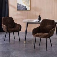 Padded Dining Chair Set of 2, Chenille Fabric Vanity Armchair