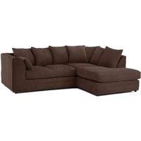 New Luxor Fabric Corner Sofa | Soft Jumbo Cord 3-4 Seater Corner Sofa (Grey, Right Hand Facing)