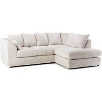 New Luxor Fabric Corner Sofa Grey | Soft Jumbo Cord 3-4 Seater Corner Sofa (Grey, Left Hand Facing)