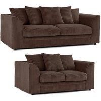 New Luxor Chocolate Fabric 3 Seater Sofa | Jumbo Cord Scatter Back Settee (Chocolate, 3 Seater)