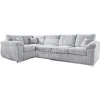 Furnishings For Less UK Blue Corner Sofa | Brooklyn Royal Blue Plush Velvet 4 Seater L Shaped Corner Sofa Full Foam seating LH (Blue, Left Hand Facing)