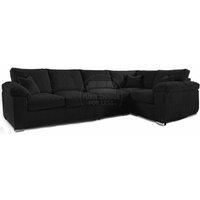Furnishings For Less UK Blue Corner Sofa | Brooklyn Royal Blue Plush Velvet 4 Seater L Shaped Corner Sofa Full Foam seating RH (Blue, Right Hand Facing)