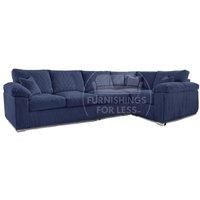 Furnishings For Less UK Black Corner Sofa | Brooklyn Dark Plush Velvet 4 Seater L Shaped Corner Sofa Full Foam seating RH (Black, Right Hand Facing)