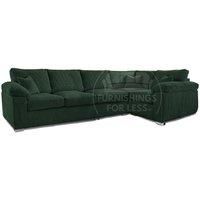 Furnishings For Less UK Beige Corner Sofa | Brooklyn Beige Plush Velvet 4 Seater L Shaped Corner Sofa Full Foam seating RH (Beige, Right Hand Facing)