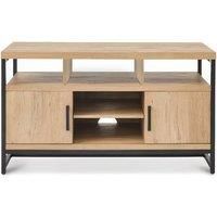Oak Or Walnut Brown Iron & Wood Dining Console - Contemporary, Robust, Space-Saving