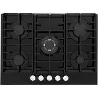 Montpellier MGH75BG 70cm Gas Hob in Black Glass with 5 Burners