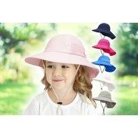 Kids Wide Brim Sun Bucket Hat - 6 Colour & 2 Size Options - Grey