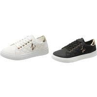 Women'S Quilted Lace-Up Skate Sneakers - 5 Sizes, 2 Colours - Black