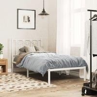 Metal Bed Frame without Mattress with Headboard White 90x190cm