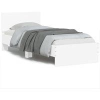 Bed Frame without Mattress with LED Lights White 90x190 cm Single