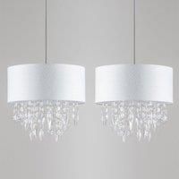 Pair Modern Large 40cm Easy Fit Jewel White Silver Fleck Light Chandelier Shade