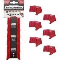 StealthMounts Battery Mounts for Milwaukee M12 | Cordless Battery Holders for Milwaukee 12v Power Tools | 6 Pack | Red Milwaukee Battery Organisers