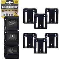 StealthMounts Battery Mounts for Makita 12v | Cordless Battery Holders for Makita 12v Power Tools | 6 Pack | Black Battery Organiser for Makita