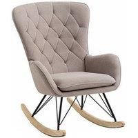 Velvet Padded Rocking Chair with High Back & Oak Runners