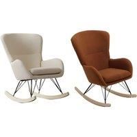 Modern Faux Wool Upholstered Rocking Chair in Beige with Sturdy Wood Runners