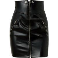 Women'S Leather Mini Skirt - Black