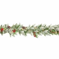 National Tree 2.7m (9ft) Snowberry Pine Artificial Christmas Pre Lit Garland