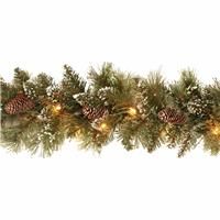 National Tree 2.7m (9ft) Glittery Bristle Pre Lit Artificial Christmas Garland