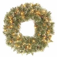 Premier 60cm Prelit Glittery Bristle 50 LED Christmas Wreath