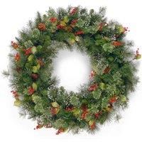 National Tree Wintry Pine 48" Wreath With Cones & Berries