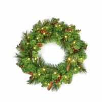 National Tree 60cm (2ft) Berry & Cone Artificial Christmas Pre Lit Wreath