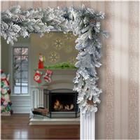 LED Snowy Dorchester Pine Garland White