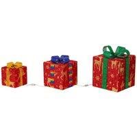 Set Of 3 Christmas Box Shaped Light Decorations In 2 Options
