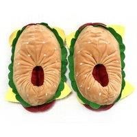 Funny Hamburger Fuzzy Slippers! - Black