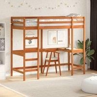Loft Bed without Mattress Wax Brown 75x190 cm Small Single Solid Wood Pine
