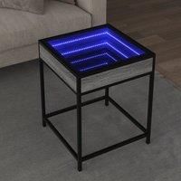 Coffee Table with Infinity LED Grey Sonoma 40x40x51 cm