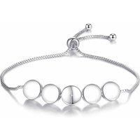 White Gold-Plated Natural Diamond Heart Adjustable Bracelet