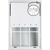White Blackout Roller Blind with Chrome Square Eyelets and Metal Fittings