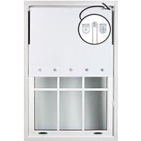 White Blackout Roller Blinds with Chrome Round Eyelets and Metal Fittings