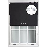 Black Blackout Roller Blinds with Triple Round Eyelets and Metal Fittings