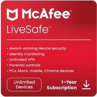 MCAFEE LiveSafe Premium Plus - 1 year (automatic renewal) for unlimited devices (download)