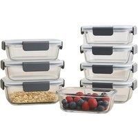 Pack Of 10 Glass Airtight Food Storage Containers - Leakproof, Stackable, Microwave & Freezer Safe Lunch Box Set