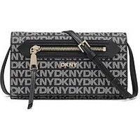 DKNY Women Bryant Ave Wallet Crossbody Bag, Black and Black Logo, Small