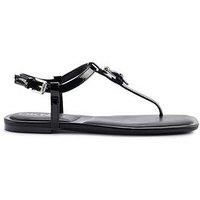 DKNY Women/'s Datto-Flat Thong Sandal, Black, 5.5 UK