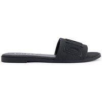 DKNY Women/'s Willow-Flat Slide Everyday Cushioned Insole Footwear Sandal, Black, 6.5 UK