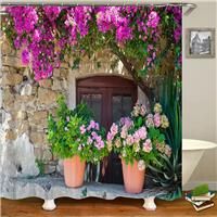 JIANGLANY Italian Outdoor Shower Curtain View of Red 3D 71"X 71" Green