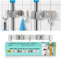 FULGENTE Broom Mop Holder Wall Mount Stainless Steel Wall Mounted 2 3