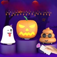 LED Night Lights Silicone USB Rechargeable Table Lamp Bedroom Bedside Desktop Halloween Pumpkin
