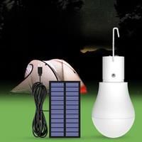LED Solar Light Bulb Outdoor Waterproof Portable Solar Panel Hanging Hiking Fishing Camping