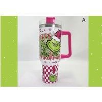 40Oz Christmas Grinch Inspired Tumbler With Handle In 7 Designs