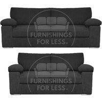 Delta Fabric Sofa Suite Padded Arms Jumbo Cord 3 and 2 Seater