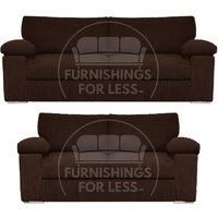 Delta Fabric Sofa Suite Padded Arms Jumbo Cord 3 and 2 Seater