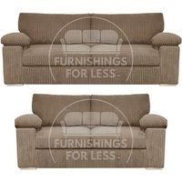 Delta Fabric Sofa Suite Padded Arms Jumbo Cord 3 and 2 Seater